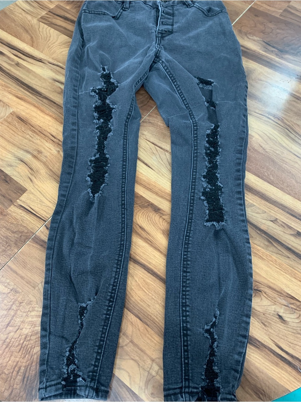 RUE 21 Distressed Skinny Jeans Denim Pants Black Size 6 Flex Premium Stretch
